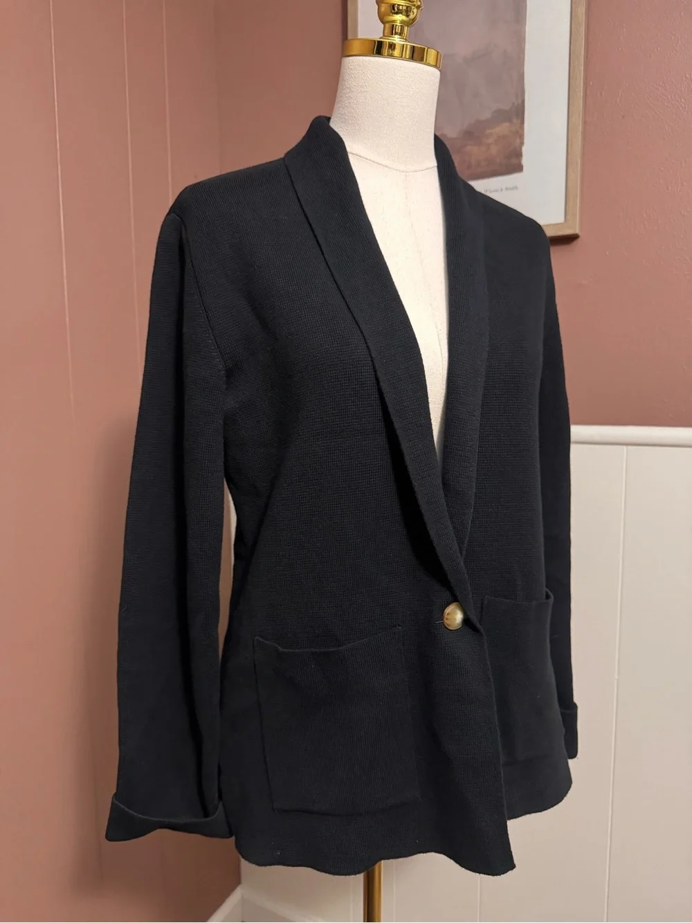 Summersalt Ribbed Shawl Collar Sweater Blazer